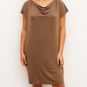 Eileen Fisher Brown Stretchy Cowl Neck Women’s Dress - Size Large